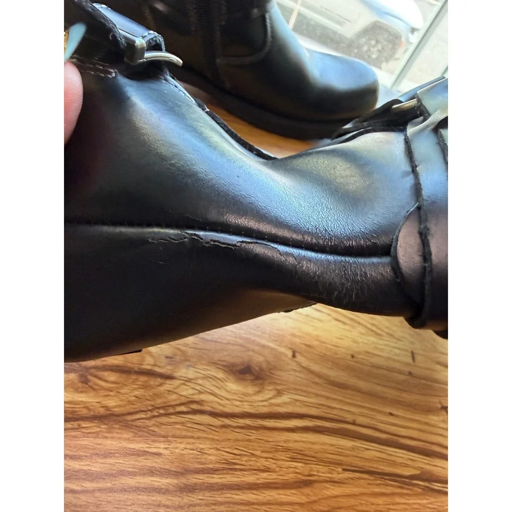 Lavorazione Artigiana Black Leather Coach Harness Motorcycle Boots Men's 8
